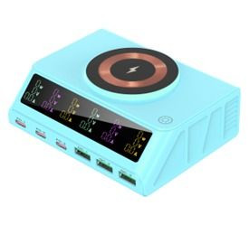 Smart multi-port wireless digital display charger